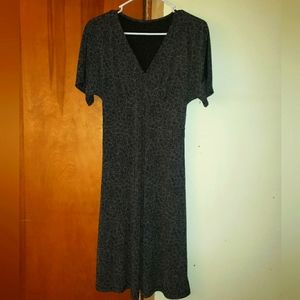 Charcoal Vintage Polka-dot V-neck Dress, Women's Size M